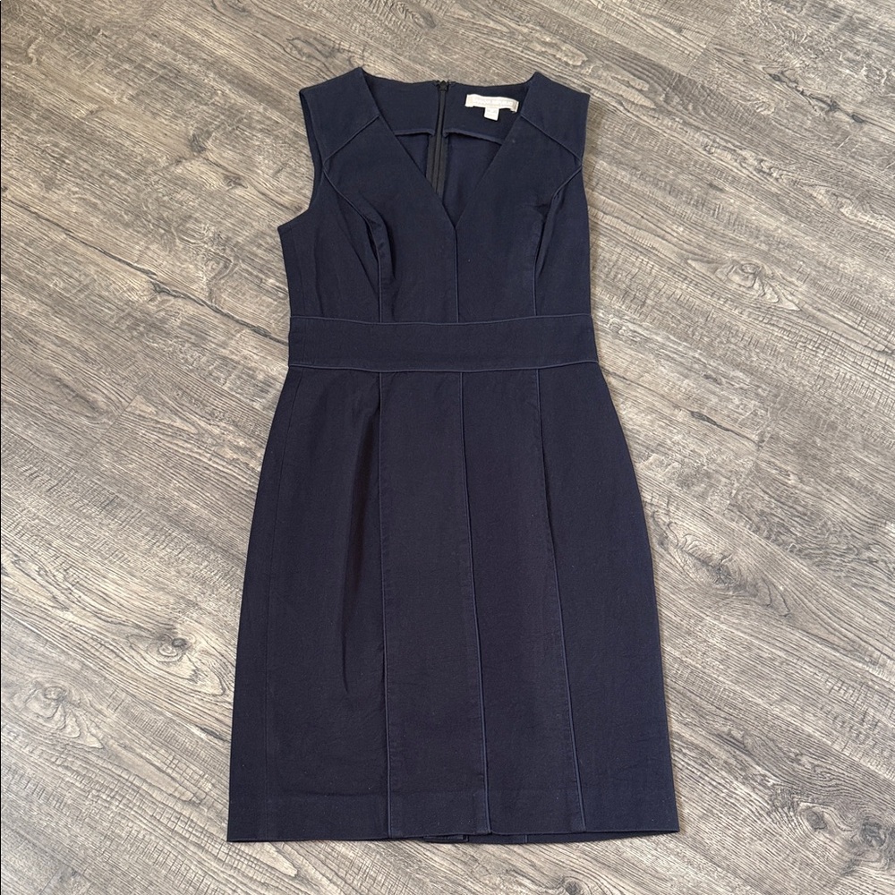 Banana Republic Dark Navy V-Neck Midi Sheath Dress